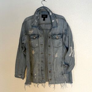 Light blue denim distressed jeans jacket